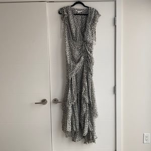 Veronica Beard Samara V-Neck Tiered Chiffon Floral-Print Maxi